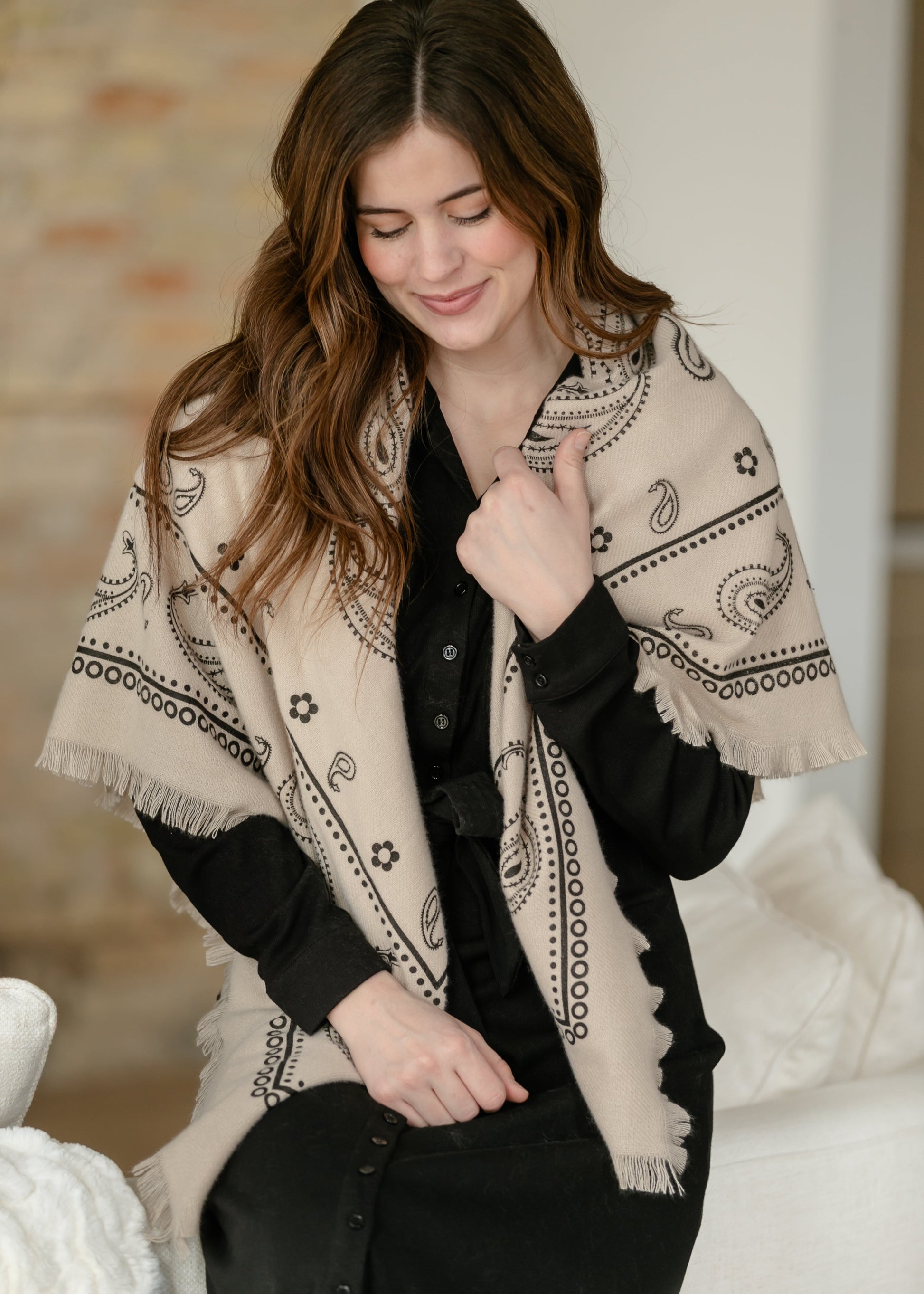 Oversized Bandana Print Square Scarf Accessory