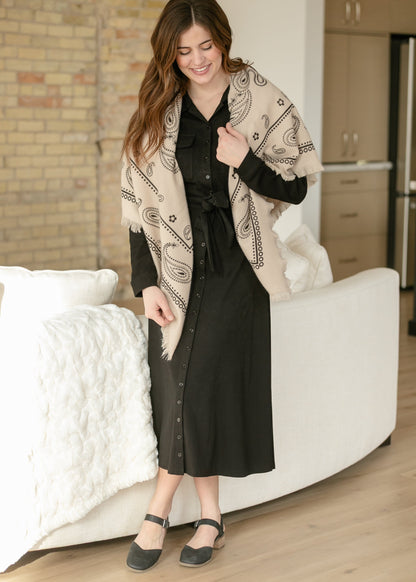 Oversized Bandana Print Square Scarf Accessory