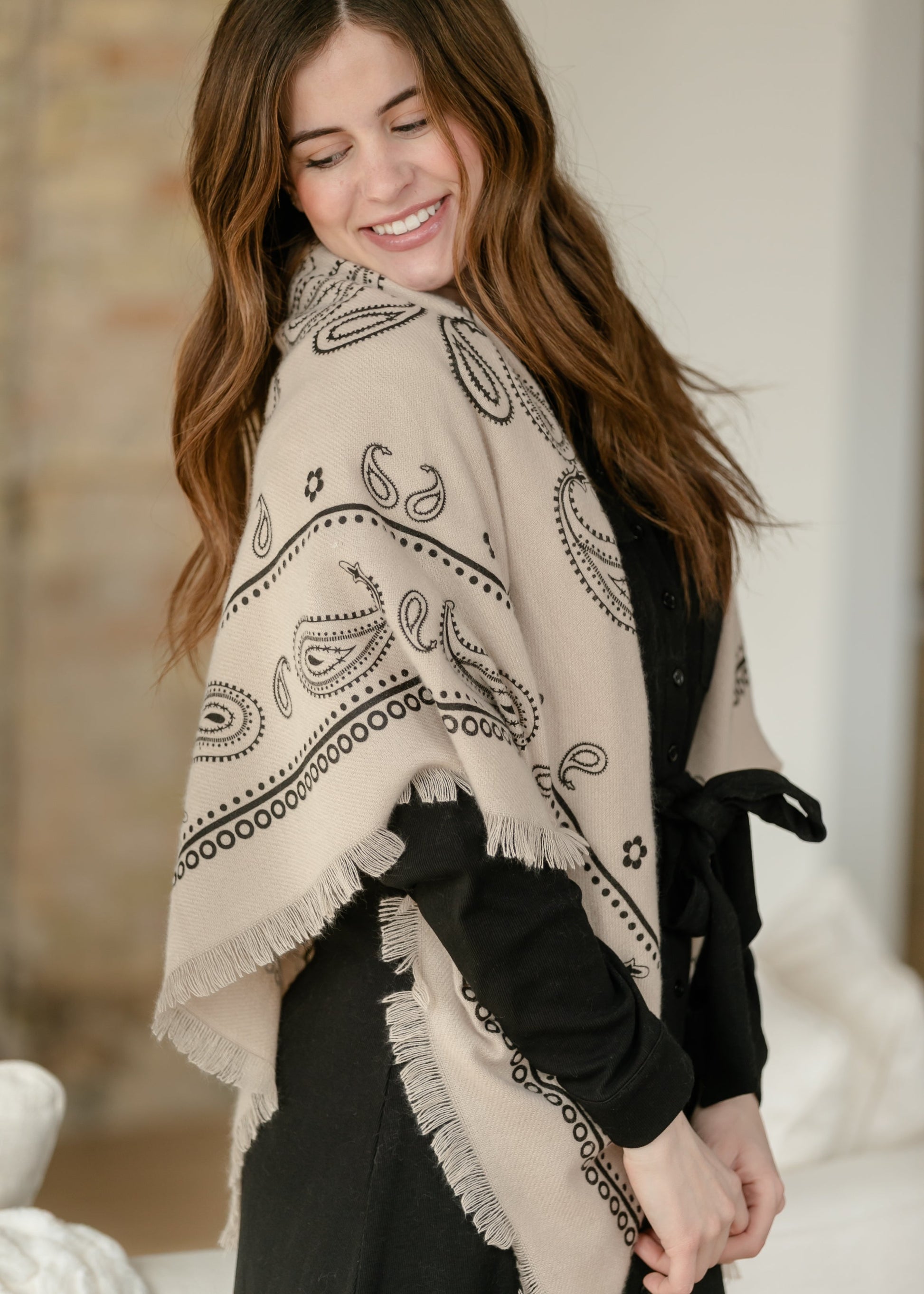 Oversized Bandana Print Square Scarf Accessory