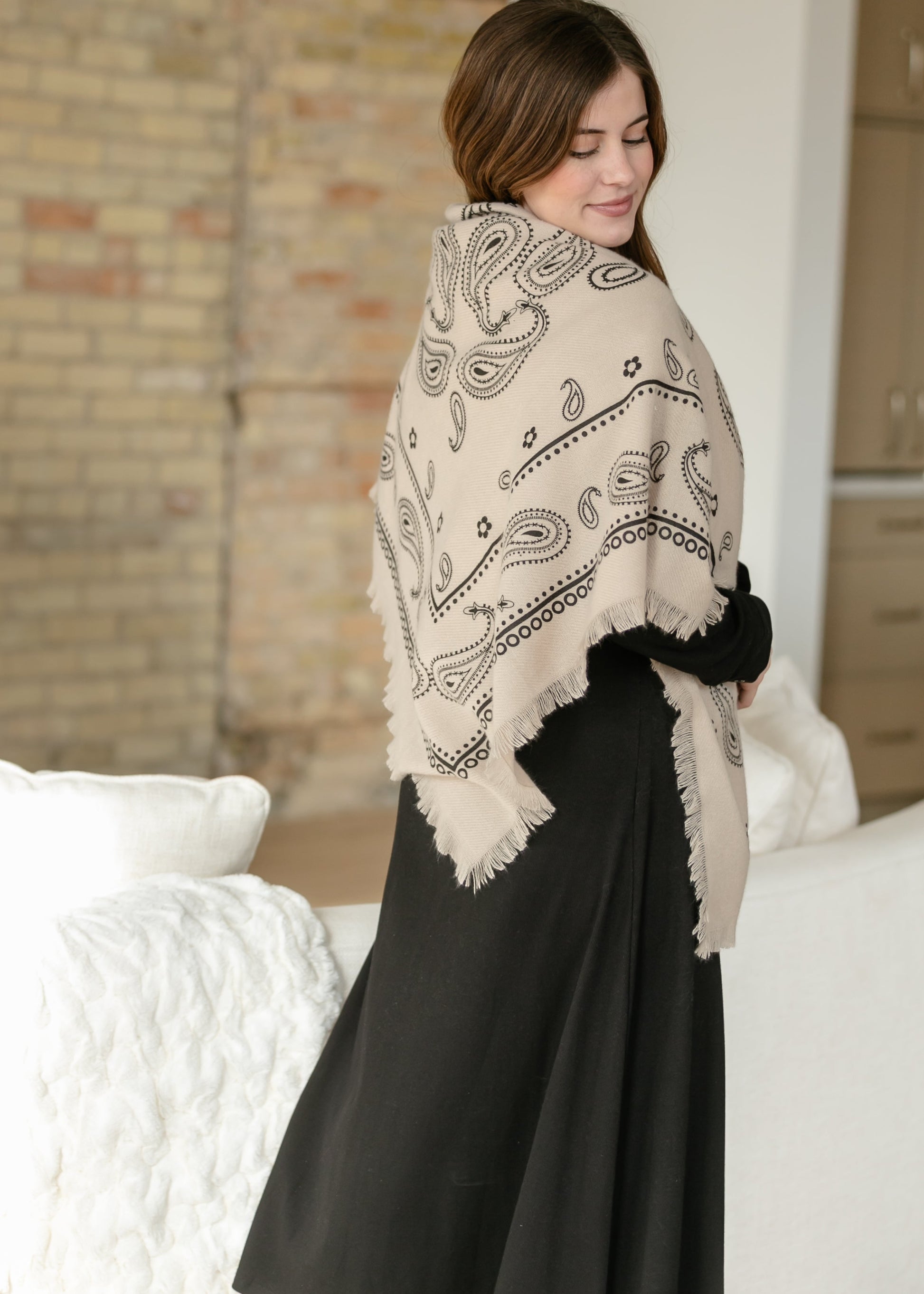 Oversized Bandana Print Square Scarf Accessory