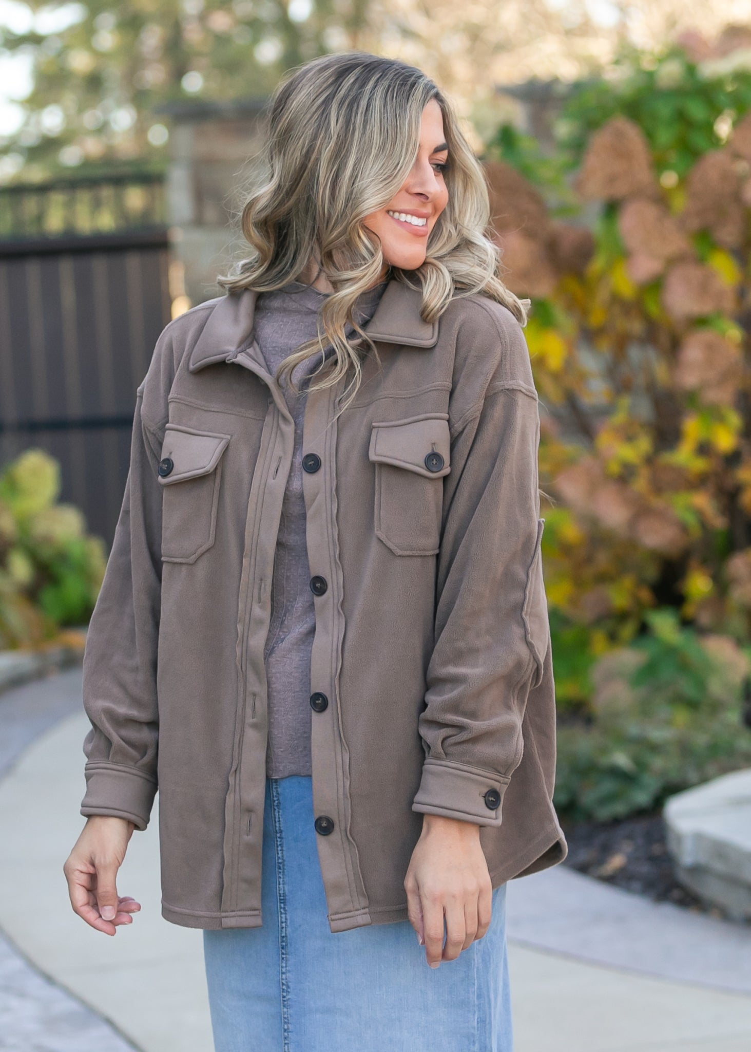Oversized Fleece Button Up Shacket FF Layering Essentials