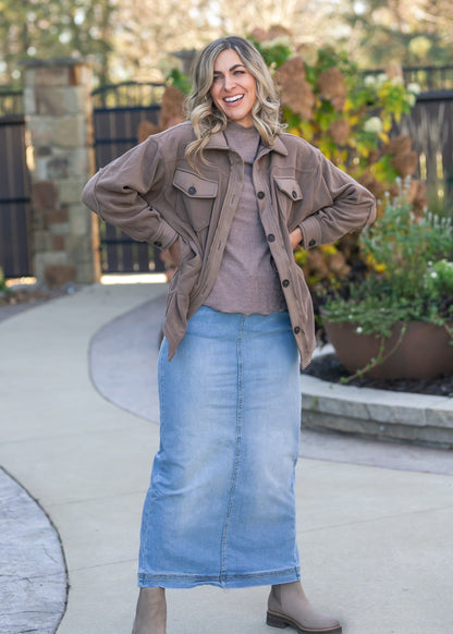 Oversized Fleece Button Up Shacket FF Layering Essentials