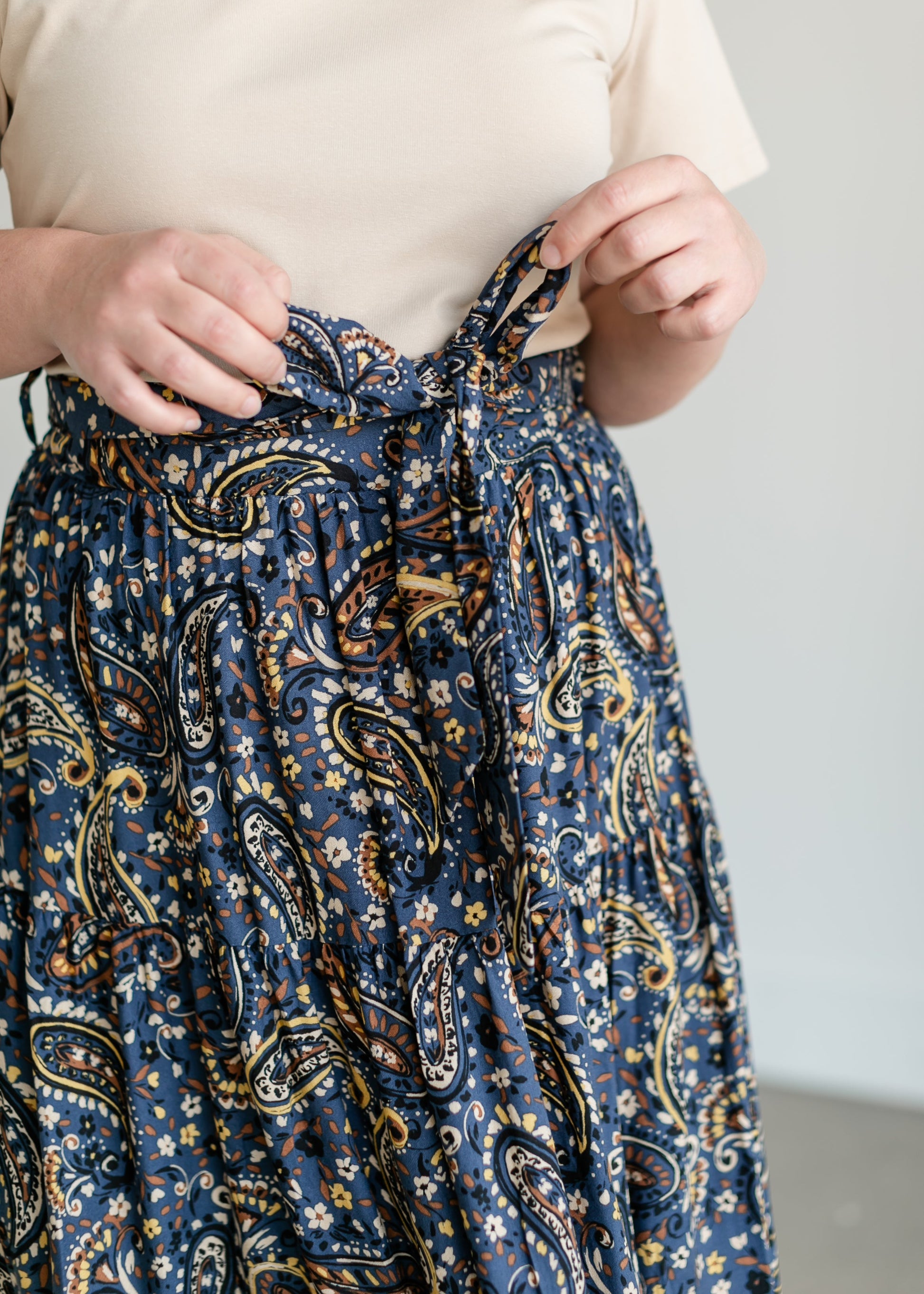Paisley Floral Tiered Maxi Skirt FF Skirts