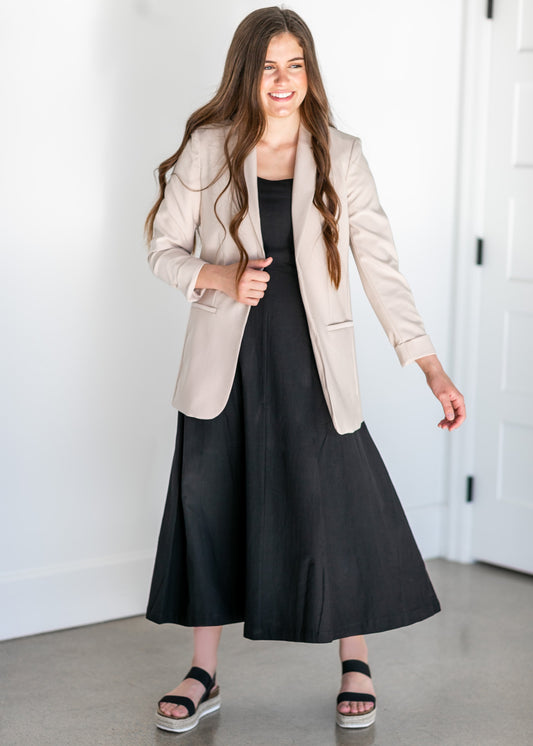 Paneled Sleeveless A-line Maxi Dress Dresses Black / XS