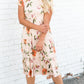 Peach Floral Tiered Midi Dress FF Dresses