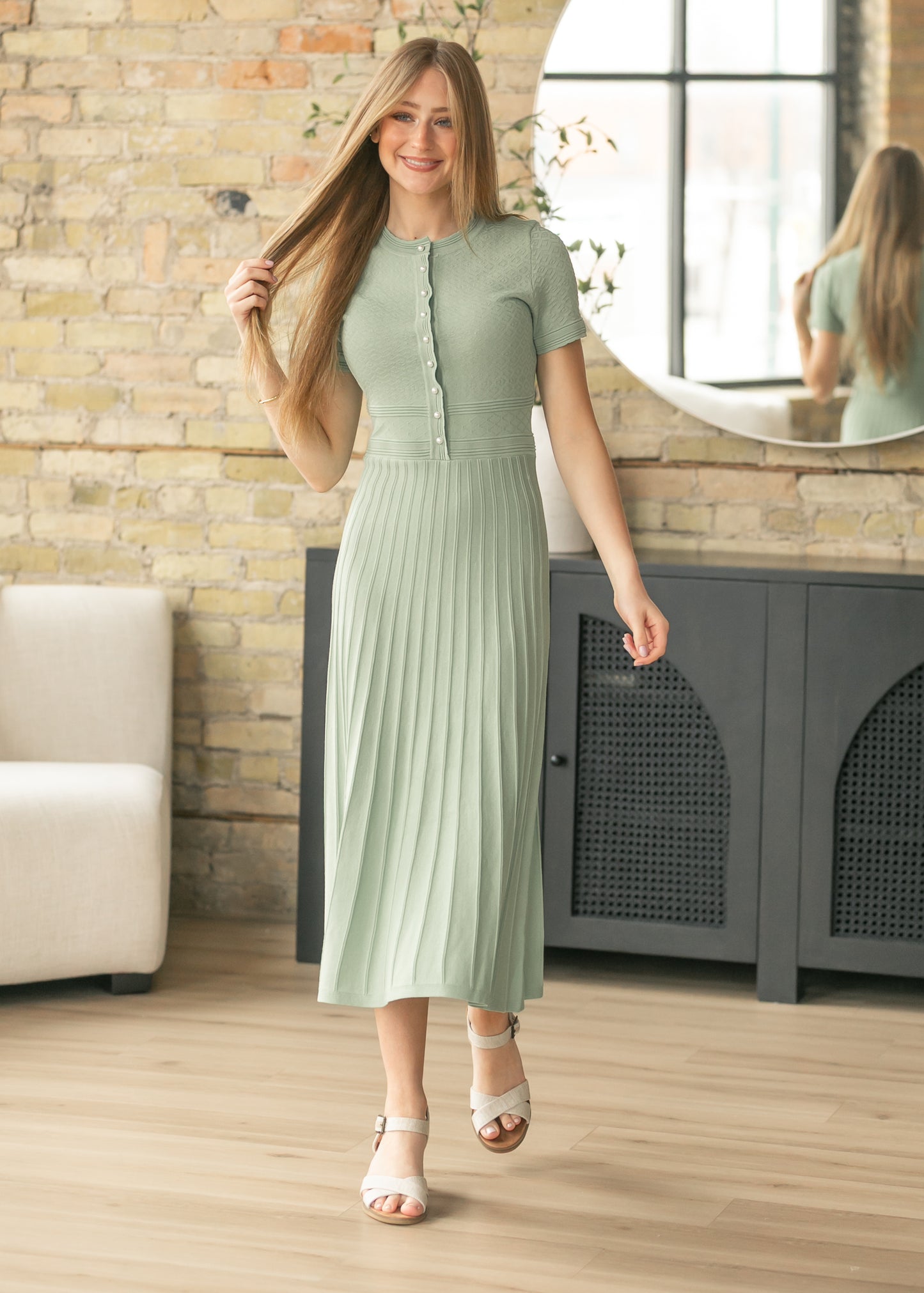 Pearl Button Detail Knit Maxi Dress FF Dresses