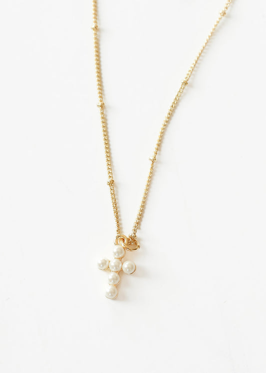 Pearl Cross Pendent Necklace Accessory