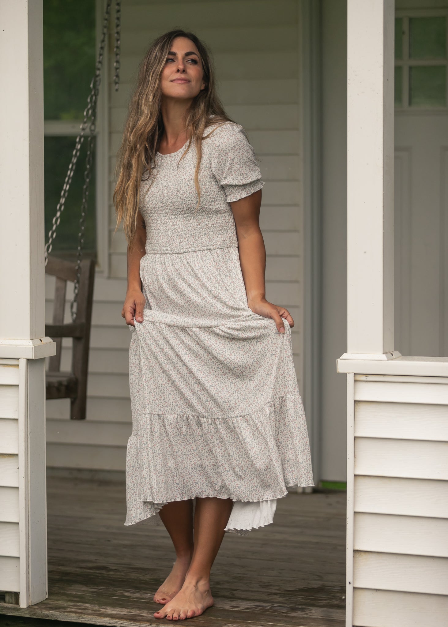 Penelope Smocked Midi Dress IC Dresses