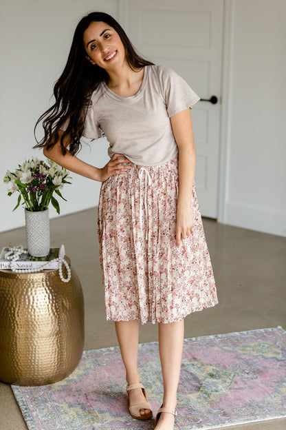 Peony Pink Bouquet Pleated Skirt - FINAL SALE FF Skirts