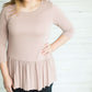 Peplum Solid Top-FINAL SALE FF Tops Rose / S