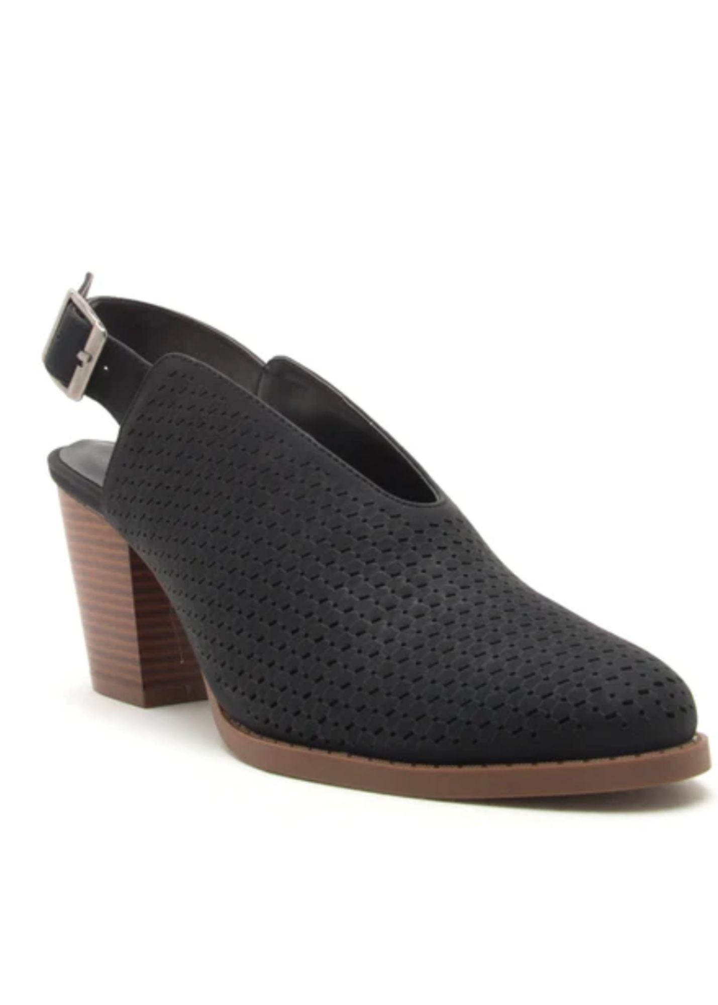 Perforated Slingback Heeled Bootie Shoes