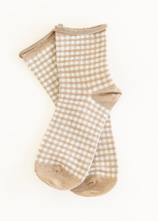 Picnic Gingham Mid Crew Socks Accessories