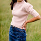Pink Pleated Ribbed Knit Sweater - FINAL SALE IC Tops
