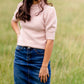 Pink Pleated Ribbed Knit Sweater - FINAL SALE IC Tops