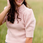 Pink Pleated Ribbed Knit Sweater - FINAL SALE IC Tops