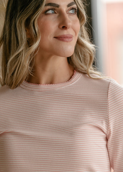 Pink Striped Knit Top FF Tops
