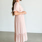 Pink V-neck Ruffle Maxi Dress FF Dresses