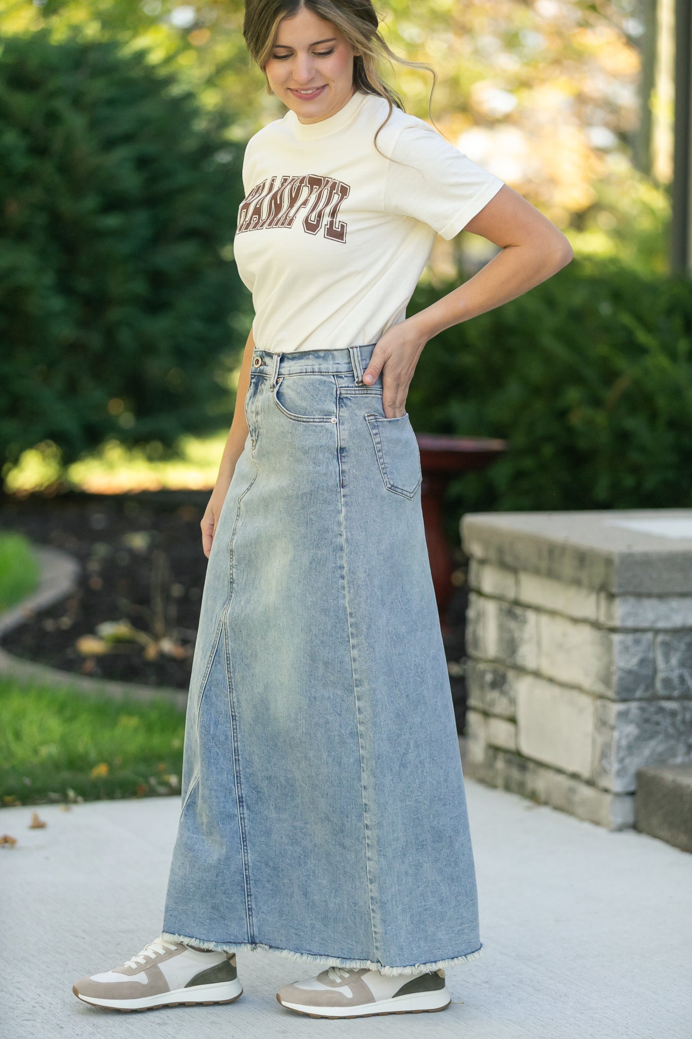 Piper A-line Long Denim Maxi Skirt IC Skirts