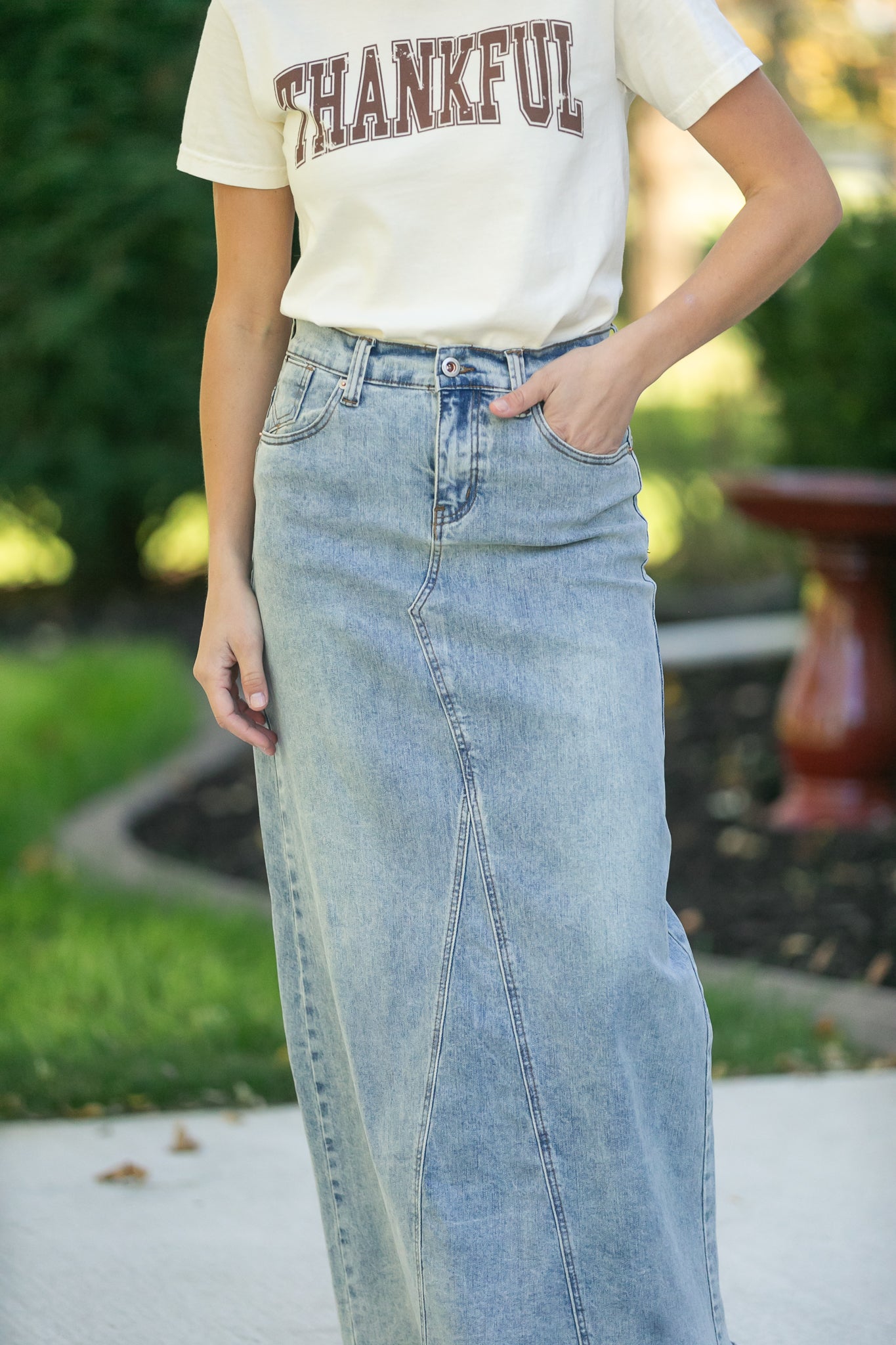 Piper A-line Long Denim Maxi Skirt IC Skirts