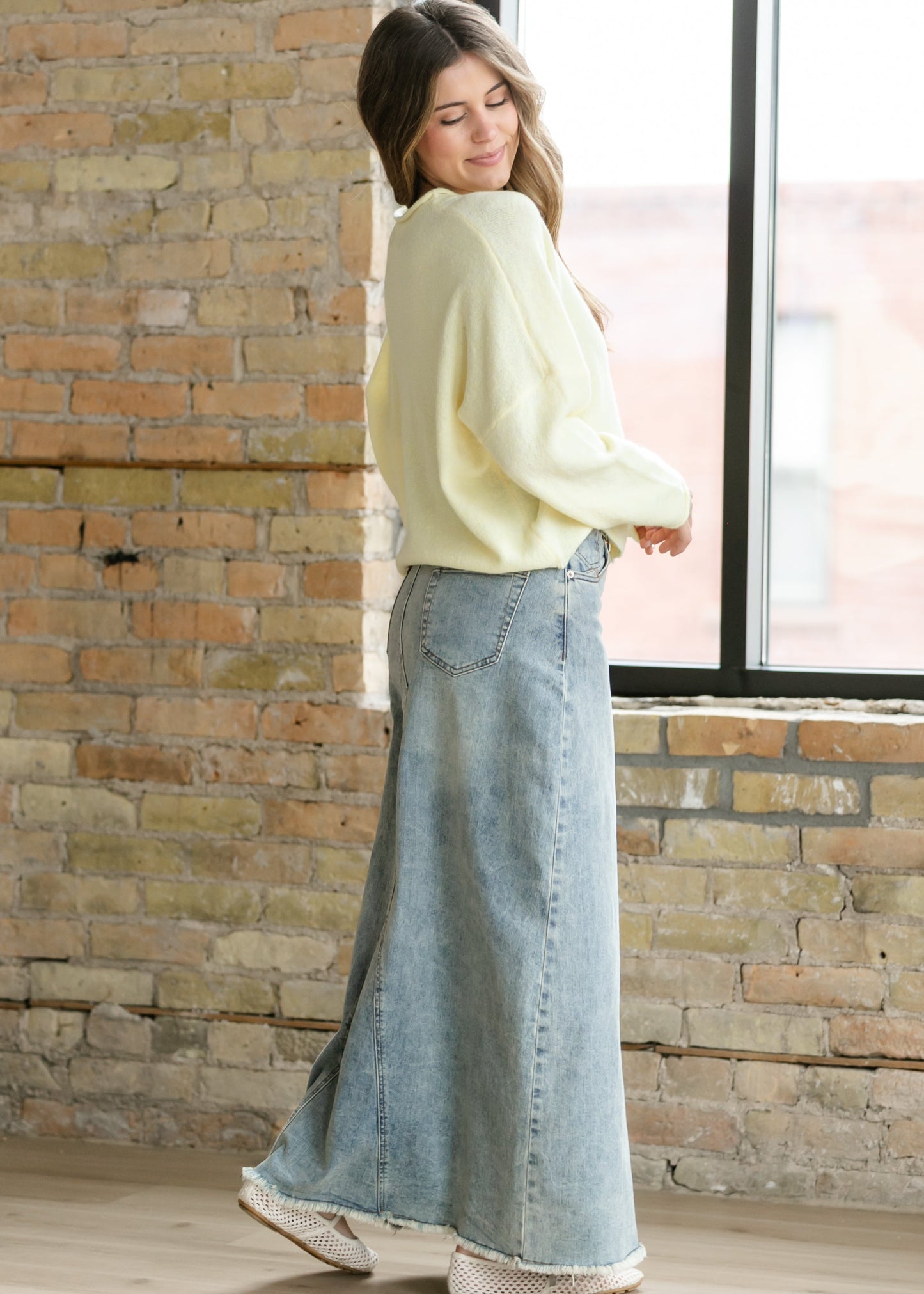 Piper A-line Long Denim Maxi Skirt IC Skirts