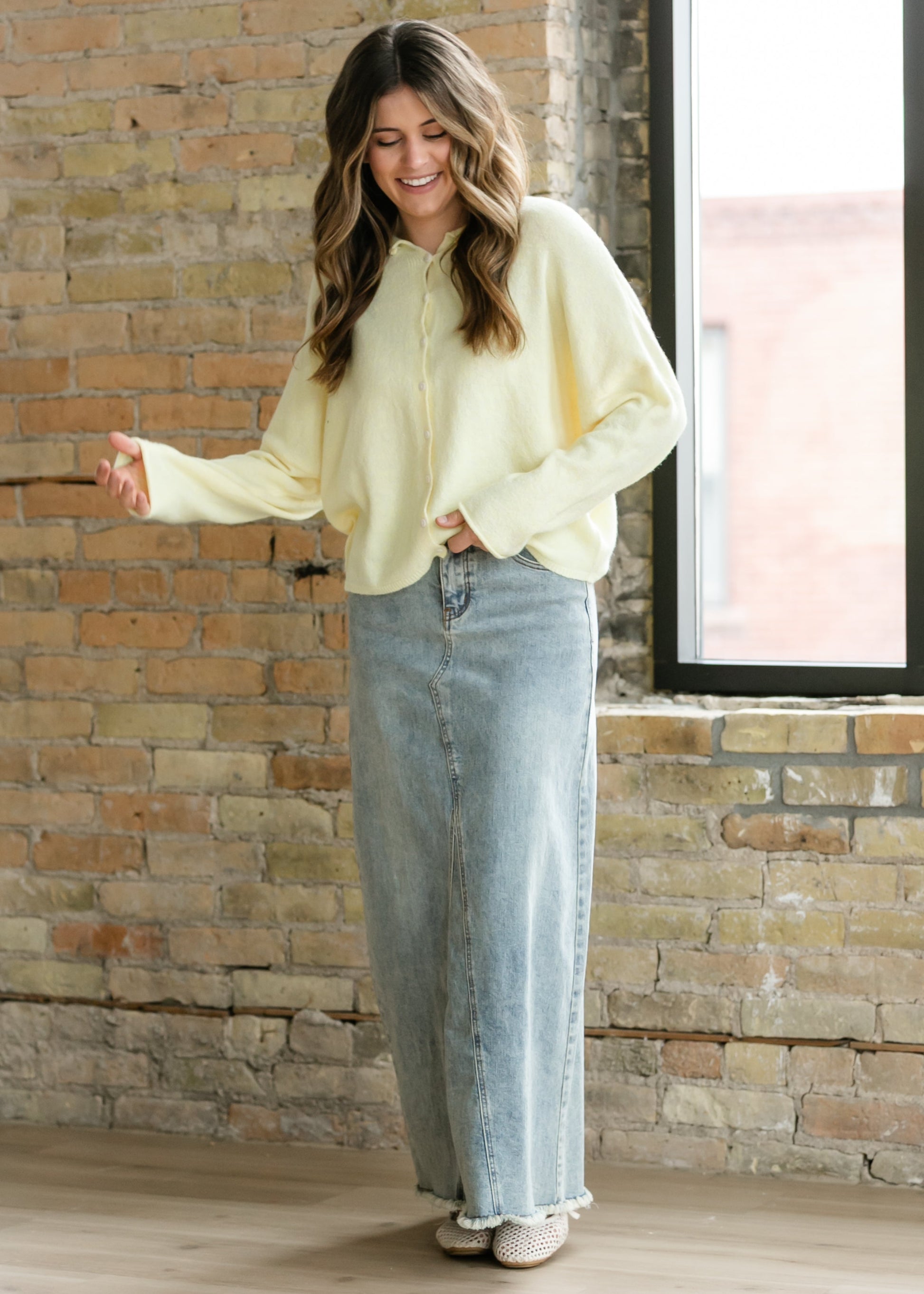 Piper A-line Long Denim Maxi Skirt IC Skirts