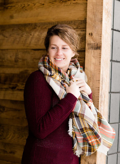 Plaid Blanket Scarf - FINAL SALE Accessories Gray