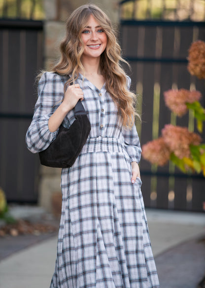 Plaid Button Down Maxi Dress FF Dresses