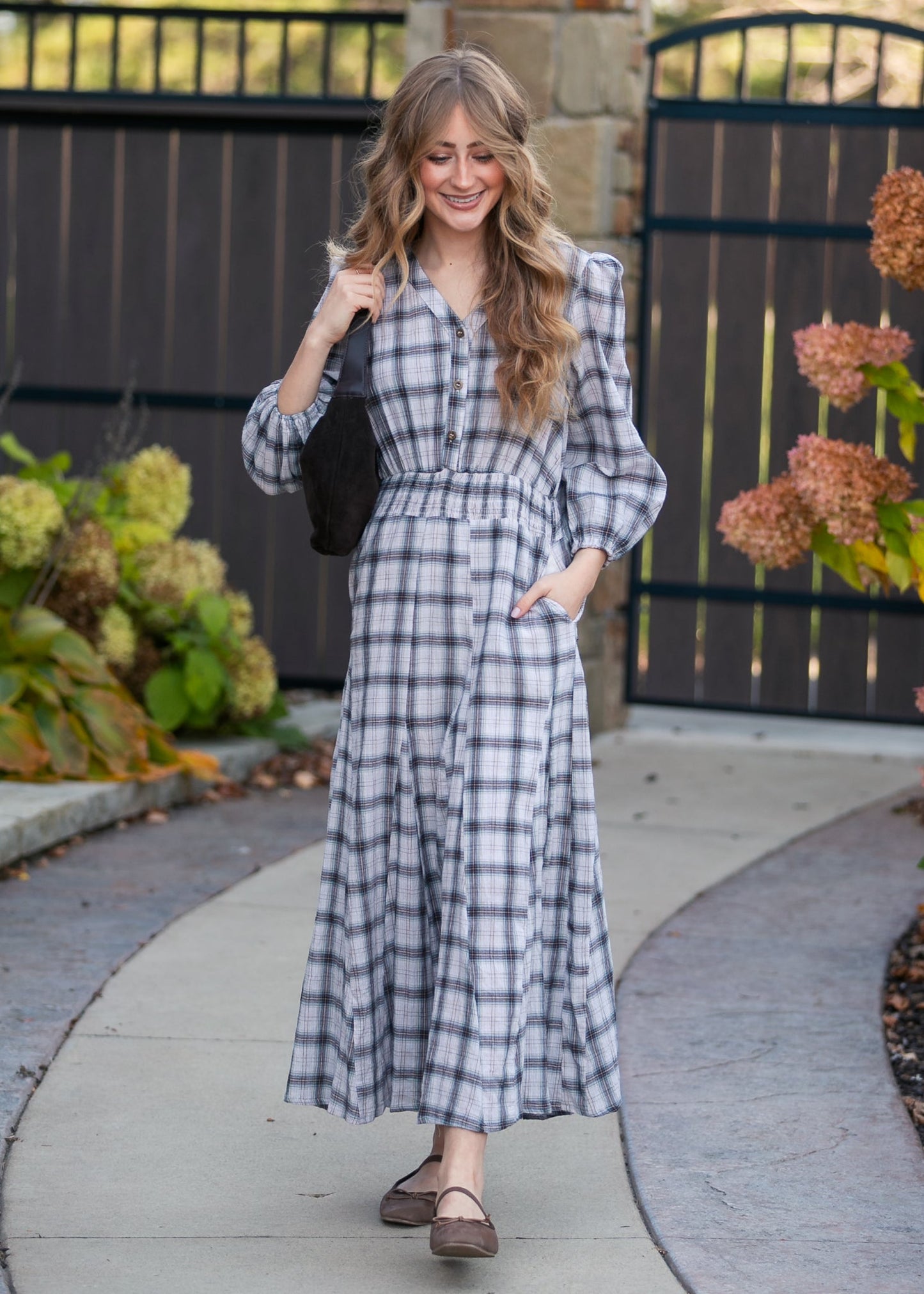 Plaid Button Down Maxi Dress FF Dresses