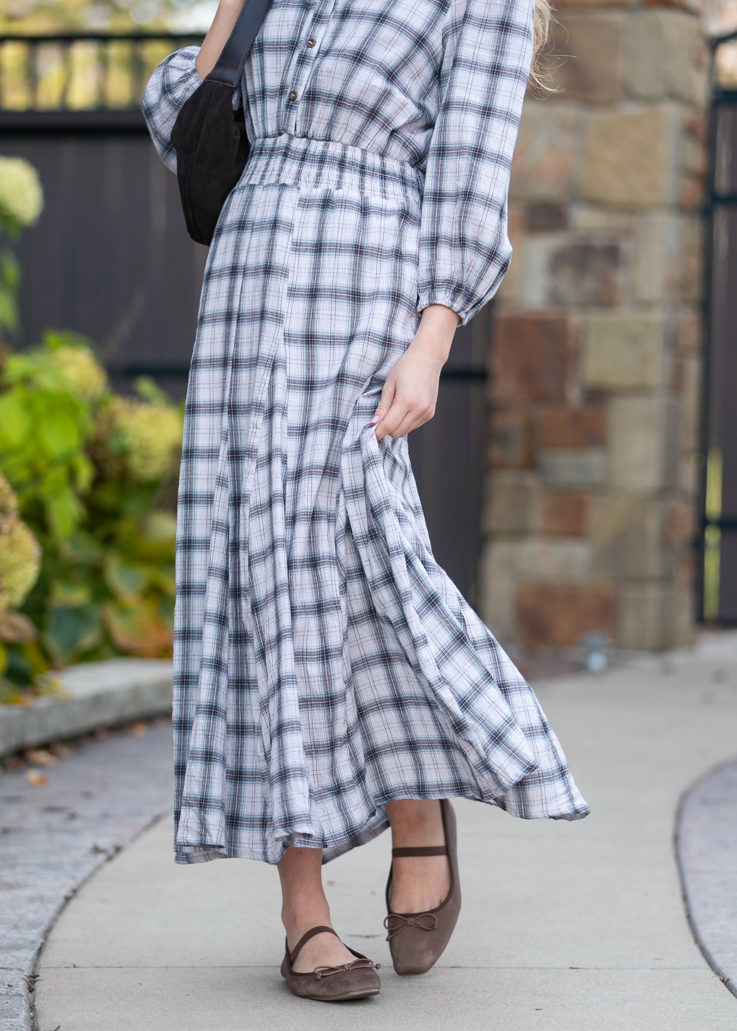 Plaid Button Down Maxi Dress FF Dresses