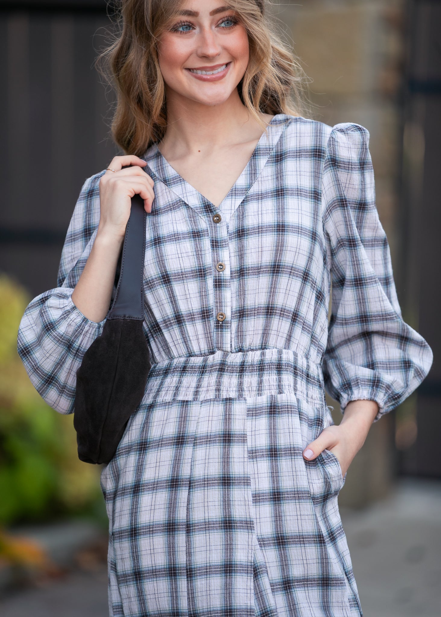 Plaid Button Down Maxi Dress FF Dresses