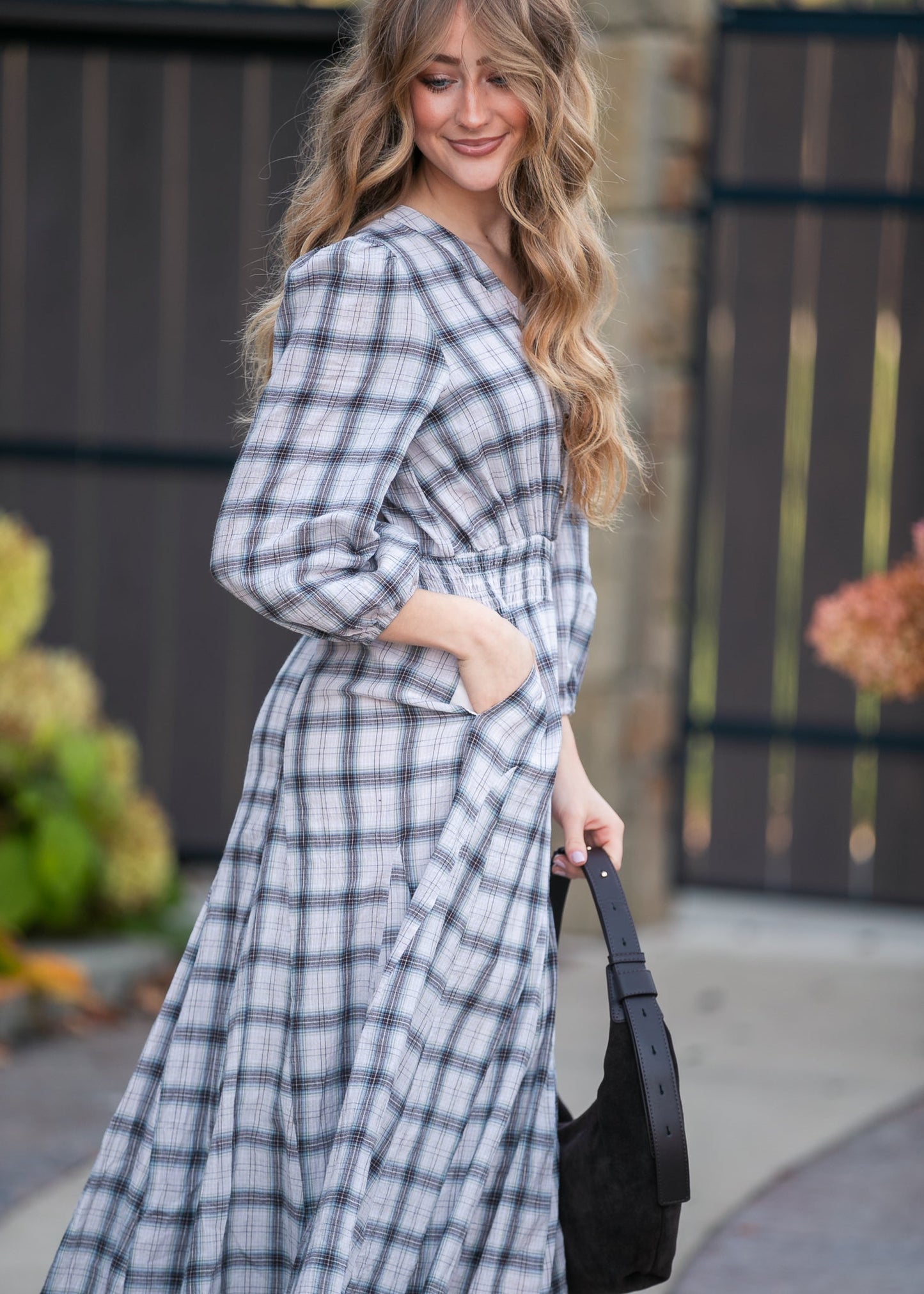 Plaid Button Down Maxi Dress FF Dresses