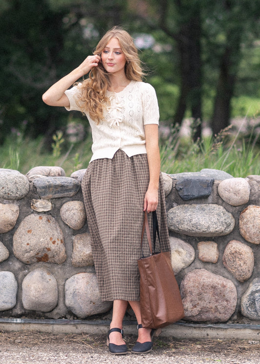 Plaid Cotton Midi Skirt FF Skirts