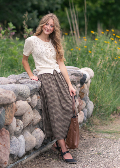 Plaid Cotton Midi Skirt FF Skirts