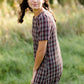 Plaid Fringed Edge Round Neck Shift Midi Dress - FINAL SALE FF Dresses
