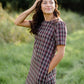 Plaid Fringed Edge Round Neck Shift Midi Dress - FINAL SALE FF Dresses