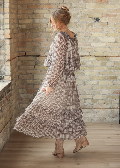 Plaid Front Tie Puff Sleeve Top FF Tops
