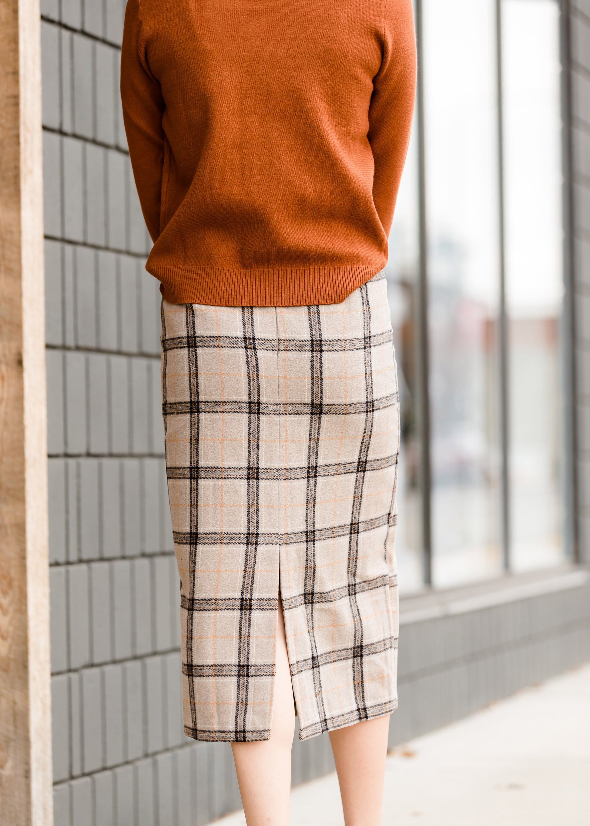 Plaid Pencil Midi Skirt-FINAL SALE FF Skirts