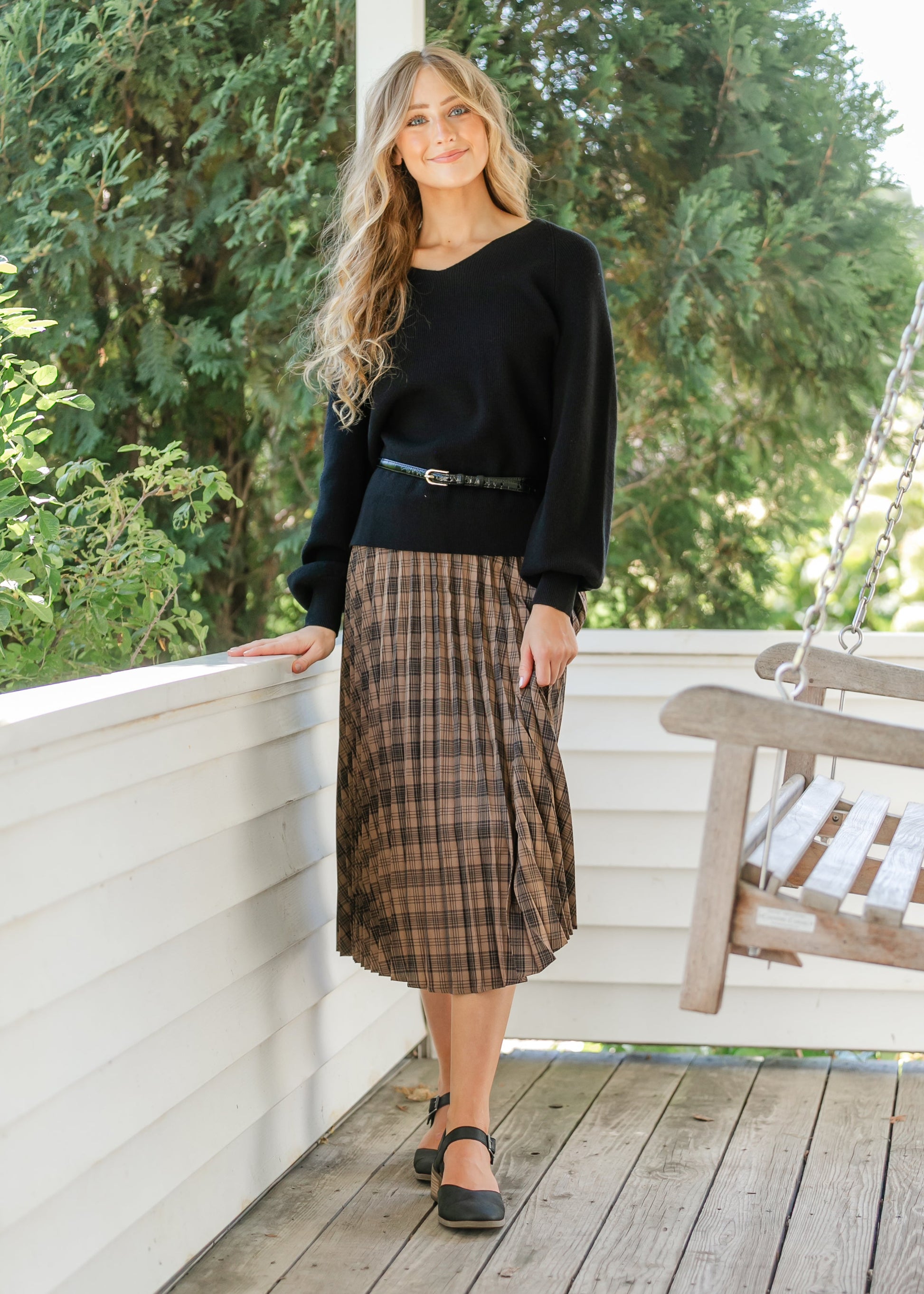Plaid Pleated Midi Skirt FF Skirts