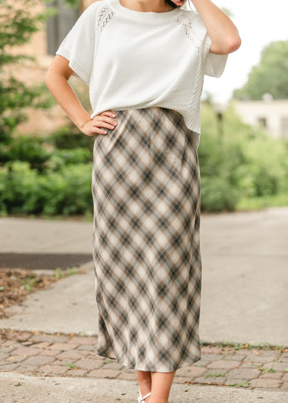 Plaid Print Flowy Midi Skirt FF Skirts