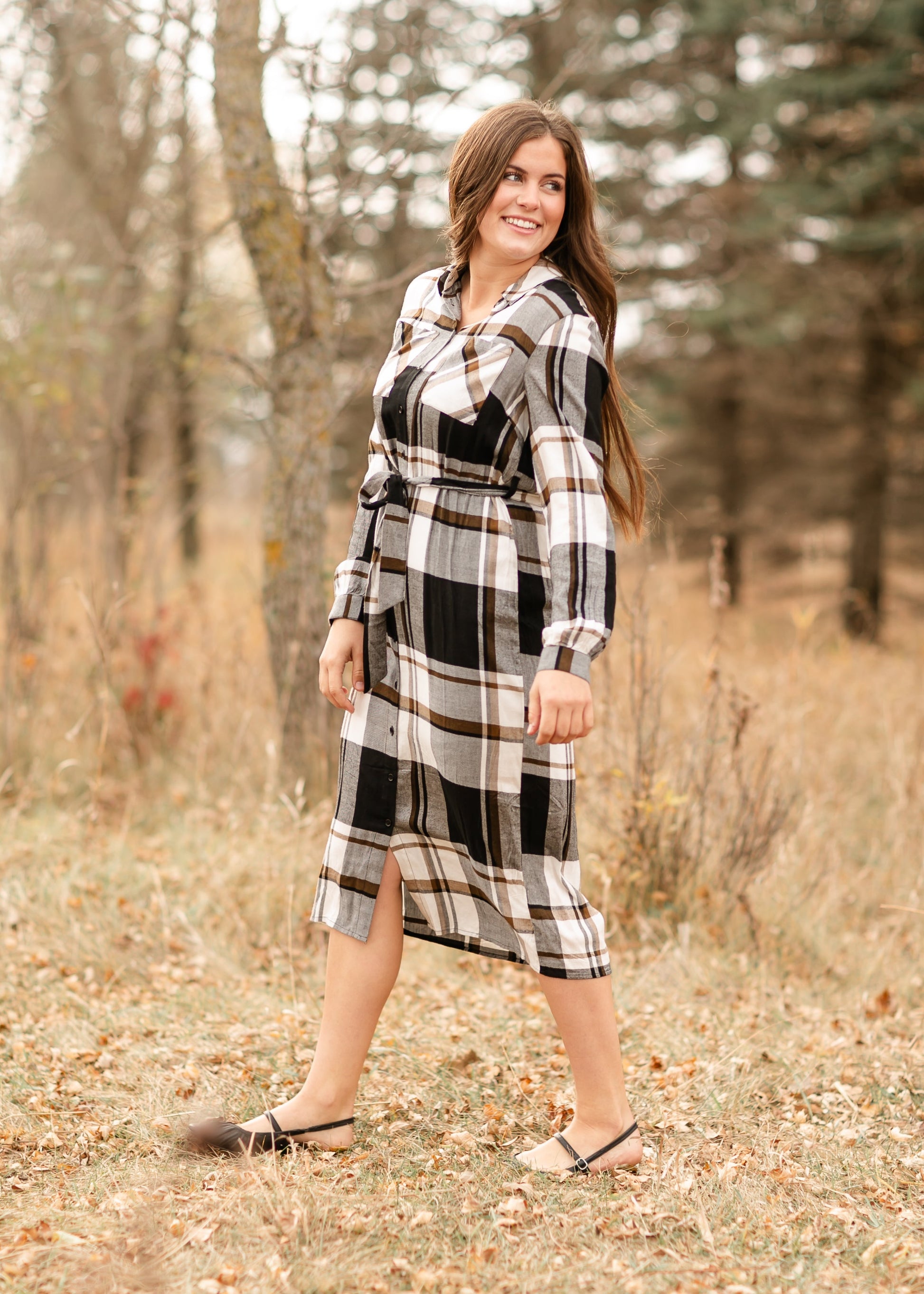Plaid Print Midi Shirt Dress - FINAL SALE Inherit Co. Plaid Print Midi Shirt Dress - FINAL SALE Inherit Co.