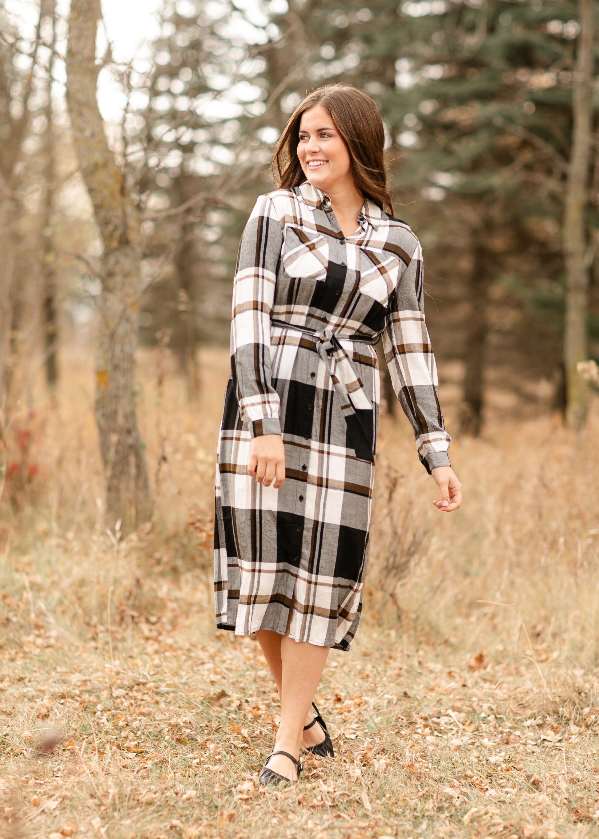 Plaid Print Midi Shirt Dress - FINAL SALE Inherit Co. Plaid Print Midi Shirt Dress - FINAL SALE Inherit Co.