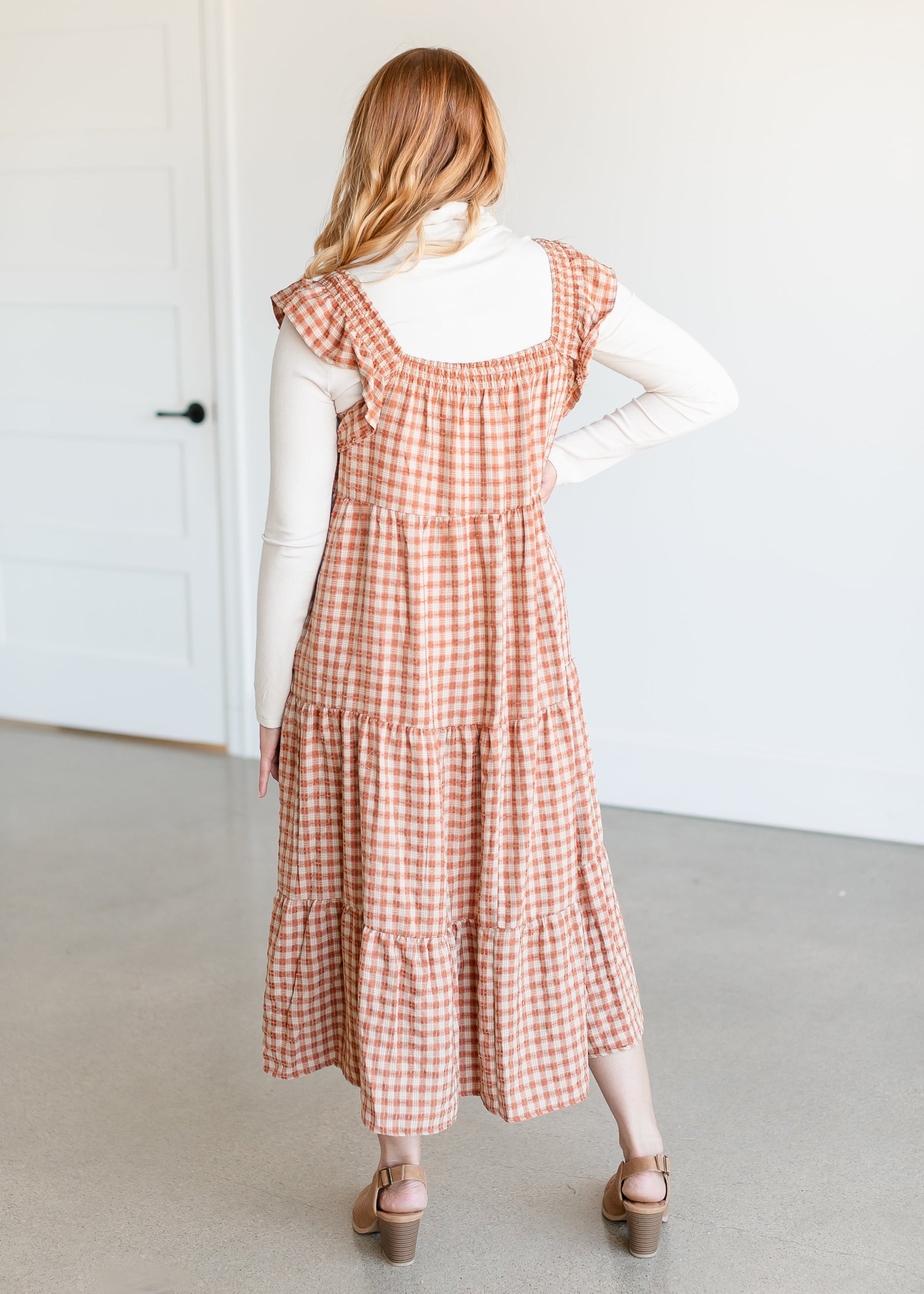 Plaid Tiered Midi Dress FF Dresses