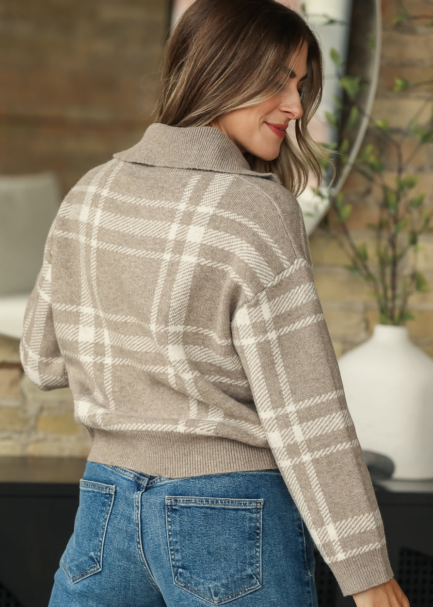 Plaid Zip-up Sweater Jacket FF Layering Essentials