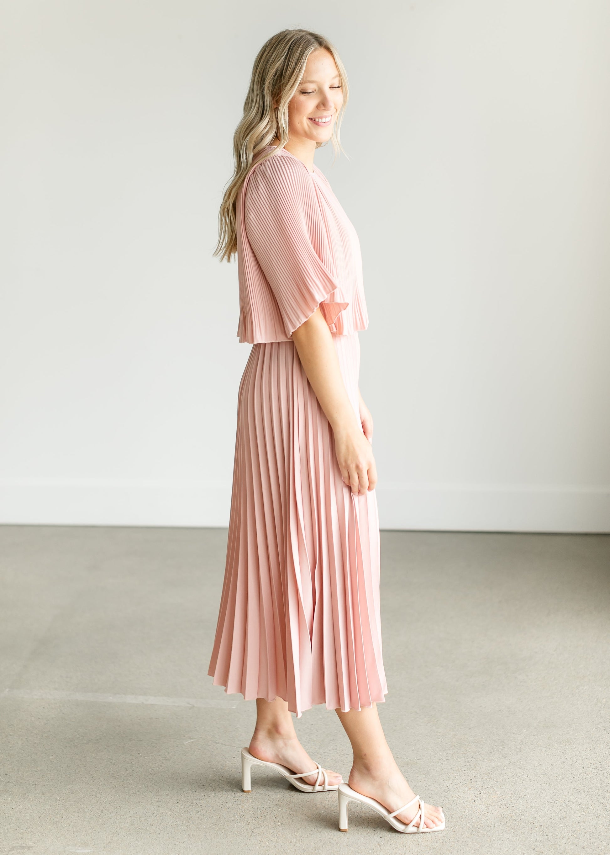 Pleated Blush Maxi Dress FF Dresses