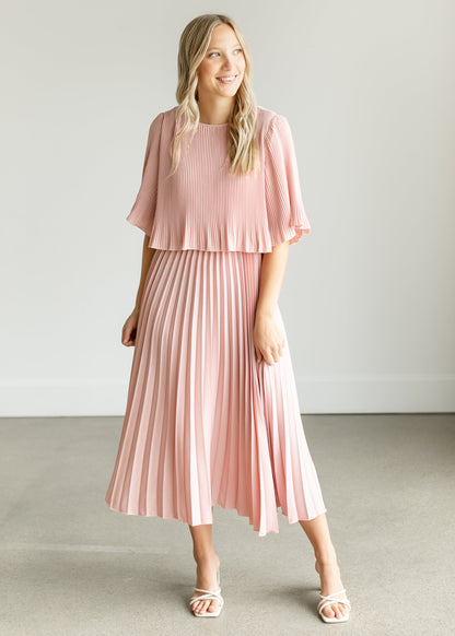 Pleated Blush Maxi Dress FF Dresses S