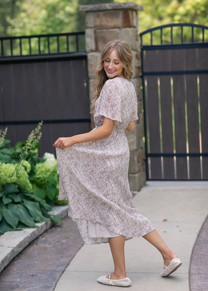Pleated Chiffon Printed Dress FF Dresses