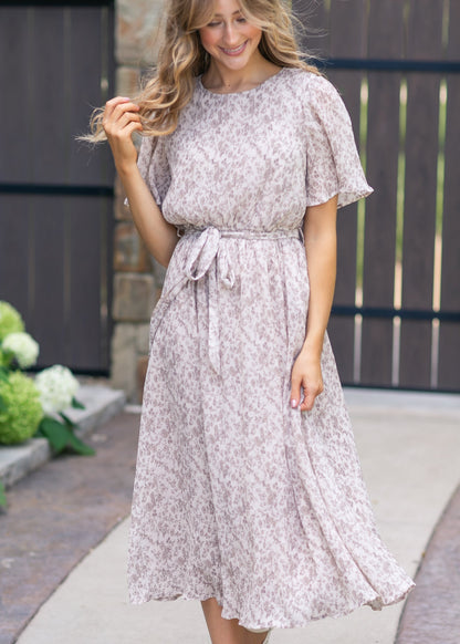 Pleated Chiffon Printed Dress FF Dresses