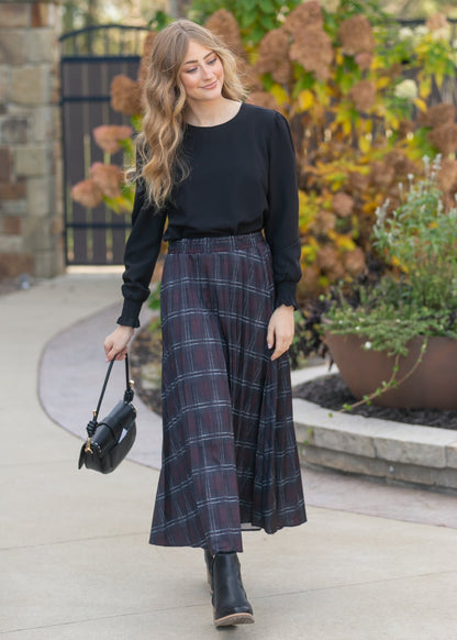 Pleated Plaid Maxi Skirt FF Skirts