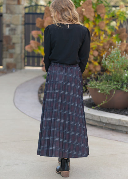 Pleated Plaid Maxi Skirt FF Skirts