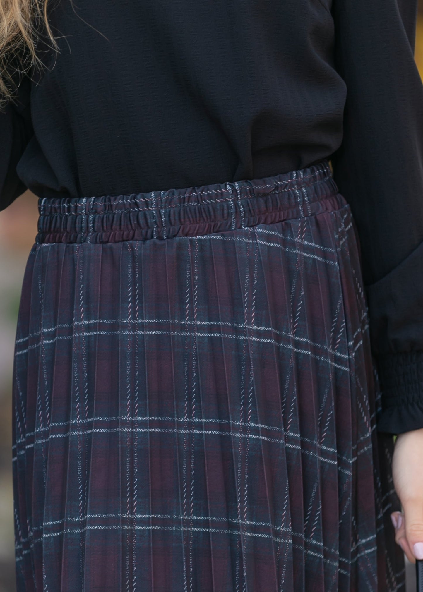 Pleated Plaid Maxi Skirt FF Skirts